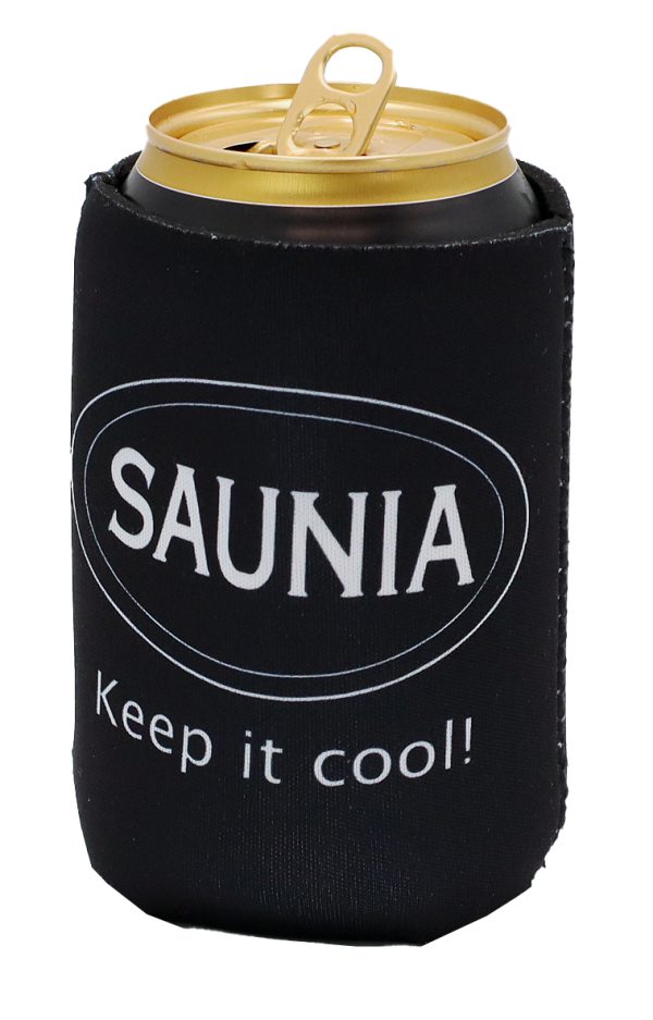 SAUNIA JUOMATÖLKIN COOLERI, NEOPREENI. 2-VÄRIÄ PAKKAUKSESSA. MUSTA JA VALKOINEN