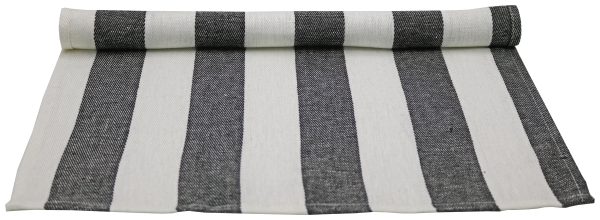 SAUNIA LAUDELIINA 45 X 55 CM MUSTA-VALKO RAIDALLINEN 100% PELLAVA